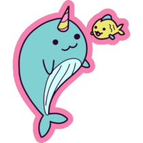 Cute Narwhal With Fish Sticker