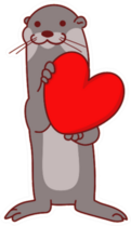 Cute Otter Love Heart Card Sticker