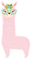 Cute Pink Llama With Glasses Sticker