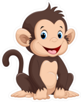 Cute Sitting Monkey Cartoon Sticker