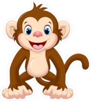 Cute Smiling Monkey Cartoon Sticker