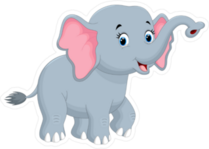 Cute Walking Elephant Cartoon Sticker