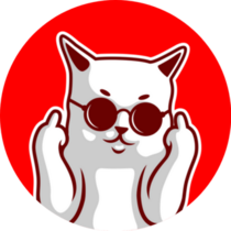 Cute White Cat Middle Finger On Red Sticker