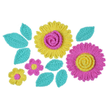 Decorative Arrangement Of Knitted Flowers Sticker