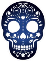 Decorative Ornamental Sugar Skull Silhouette Sticker