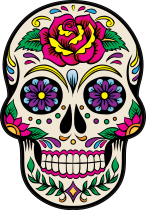 Decorative Skull with Beautiful Flower Sticker