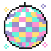 Disco Ball Icon In Pixel Art 70s Sticker