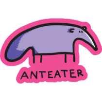 Doodle Anteater Lettering On Pink Sticker