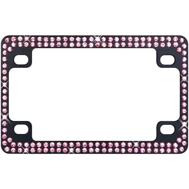 Black Metal Motorcycle Frame with Double Row Pink Crystals 