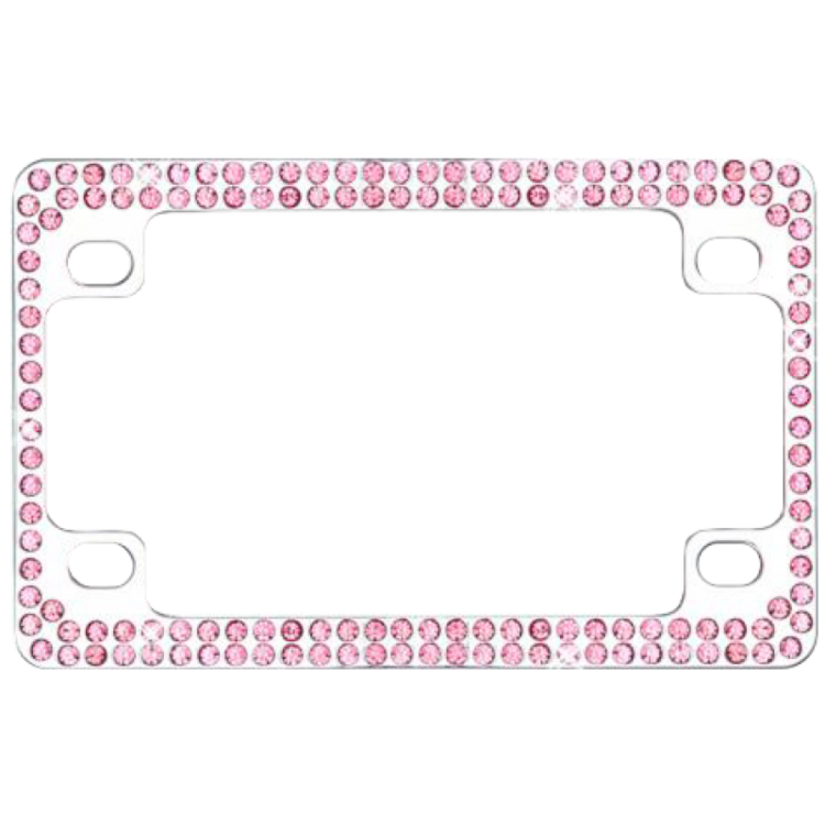 Metal Motorcycle Frame with Double Row Pink Crystals 