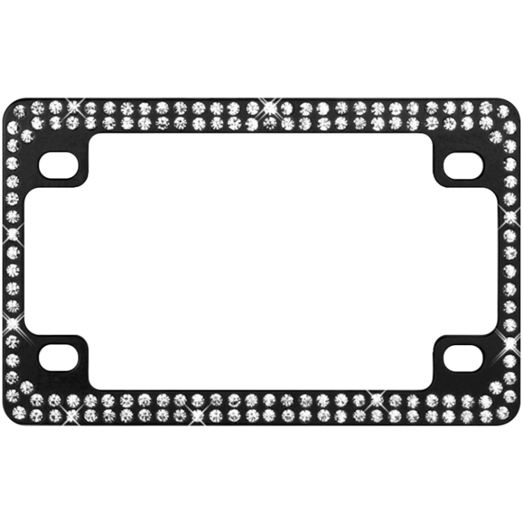 Black Metal Motorcycle Frame with Double Row White Crystals 