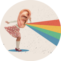 Ear Body Listening To Rainbow Sticker