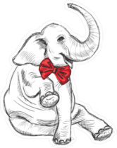 Elephant With Red Bow Sticker