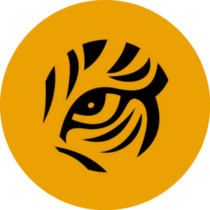 Eye Of Tiger Icon On Orange Sticker