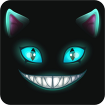 Fantasy Scary Smiling Cat Face Sticker