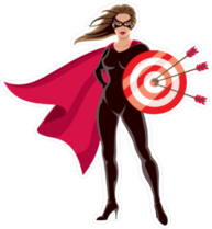 Female Superhero Holding Target Sticker