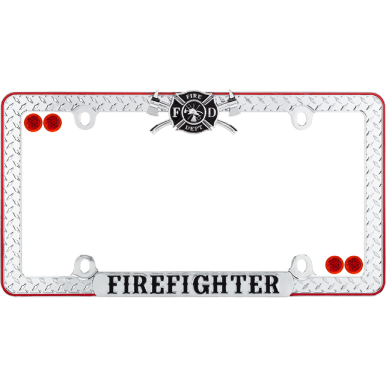 Firefighter Chrome License Plate Frame 