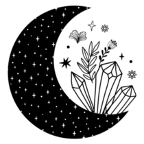 Floral Moon Celestial Crystals Sticker