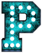 Fluorescent Blue Neon Font Letter P Sticker