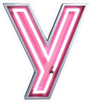 Fluorescent Pink Tubes Letter Y Sticker