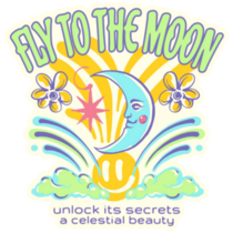 Fly To The Moon Groovy Celestial Sticker