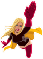 Flying Female Superhero Sticker