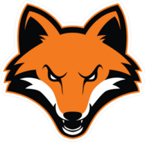 Forward Facing Fox Head Mascot Sticker