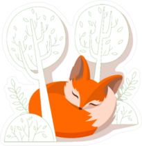 Fox Kit Sleeping in the Trees Sticker