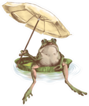 Frog Sitting On A Water Holding A Beach Umbrella Sticker