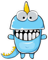 Funny Blue Dinosaur Cartoon Sticker