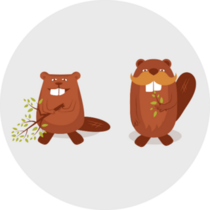 Funny Cartoon Beavers Sticker