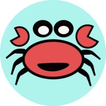 Funny Crab Cartoon On Blue Sticker