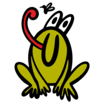 Funny Frog Cartoon Catches A Fly Sticker