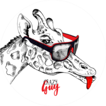 Funny Giraffe In A Sunglasses Crazy Guy Lettering Sticker