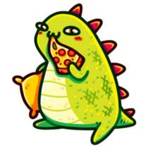 Funny Lazy T-rex Eating Pizza Sticker