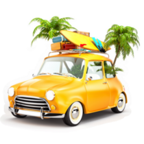 Funny Retro Car Summer Travel Illustration Sticker