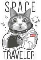 Funny Space Traveler Cat Sticker