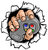 Gamer Hand Holding A Controller Sticker