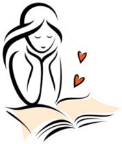 Girl And Romantic Book, Sketch Sticker