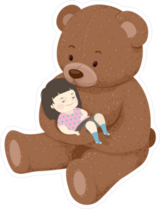 Girl Sleeping In The Arms Of A Teddy Bear Sticker