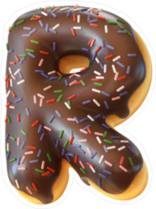 Glazed Donut Font Letter R Sticker