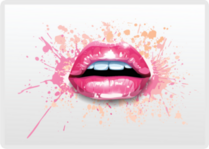 Glossy Lips With A Splash Of Pink and Gold Paint Sticker