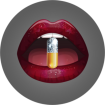 Glossy Sexy Lips, Tongue, And Metal Colored Pill Sticker