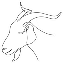 Goat Head In Continuous Line Art Drawing Style Sticker