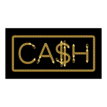 Gold Chain Cash Lettering Sticker