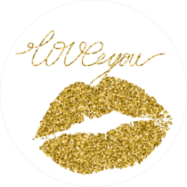 Gold Glitter Lipstick Imprint Of A Kiss Sticker