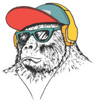 Gorilla Listening Music In Headphones Sticker