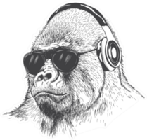 Gorilla Music Fan Hand Drawn Sticker