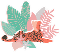 Graphic Lying Cheetah Surrounded By Exotic Plants Sticker