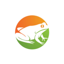 Green and Orange Frog Circle Logo Sticker